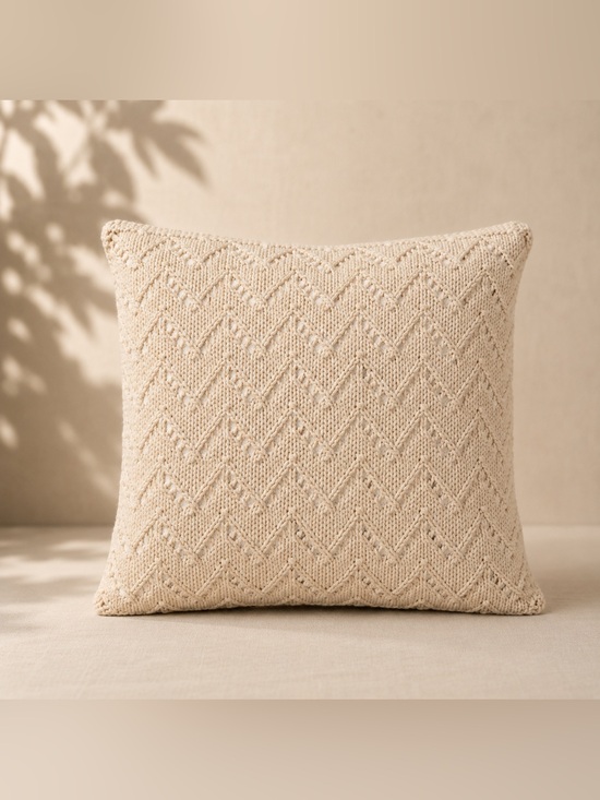 Handmade Other - Pre-Order “Cove Wave” Hand Knit Cotton Pillow Coverlet & Insert
